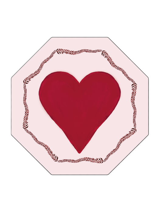 Red Love Heart Hexagon Placemat