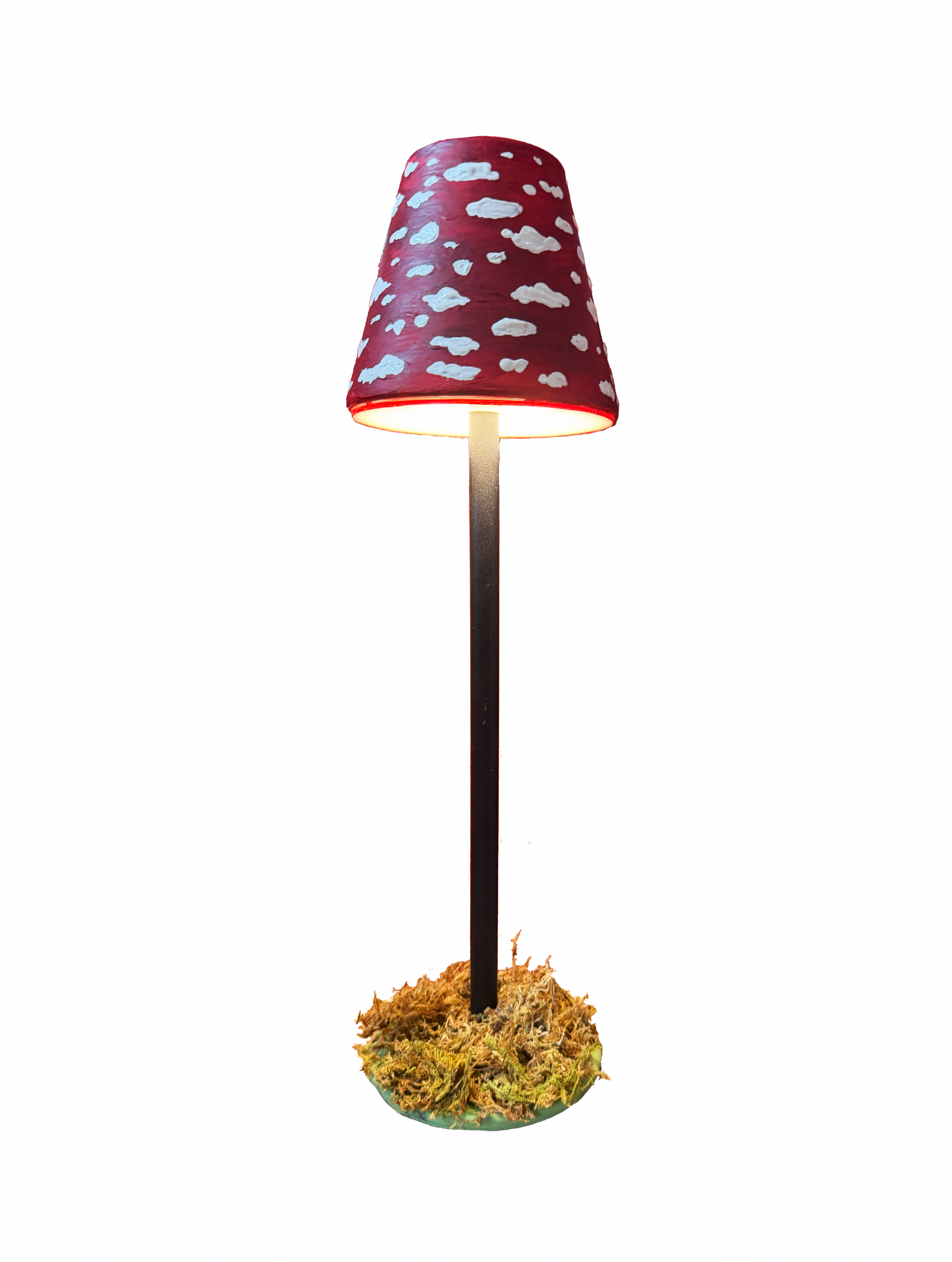 * Mushroom Table LED Lamp On a Moss Bed