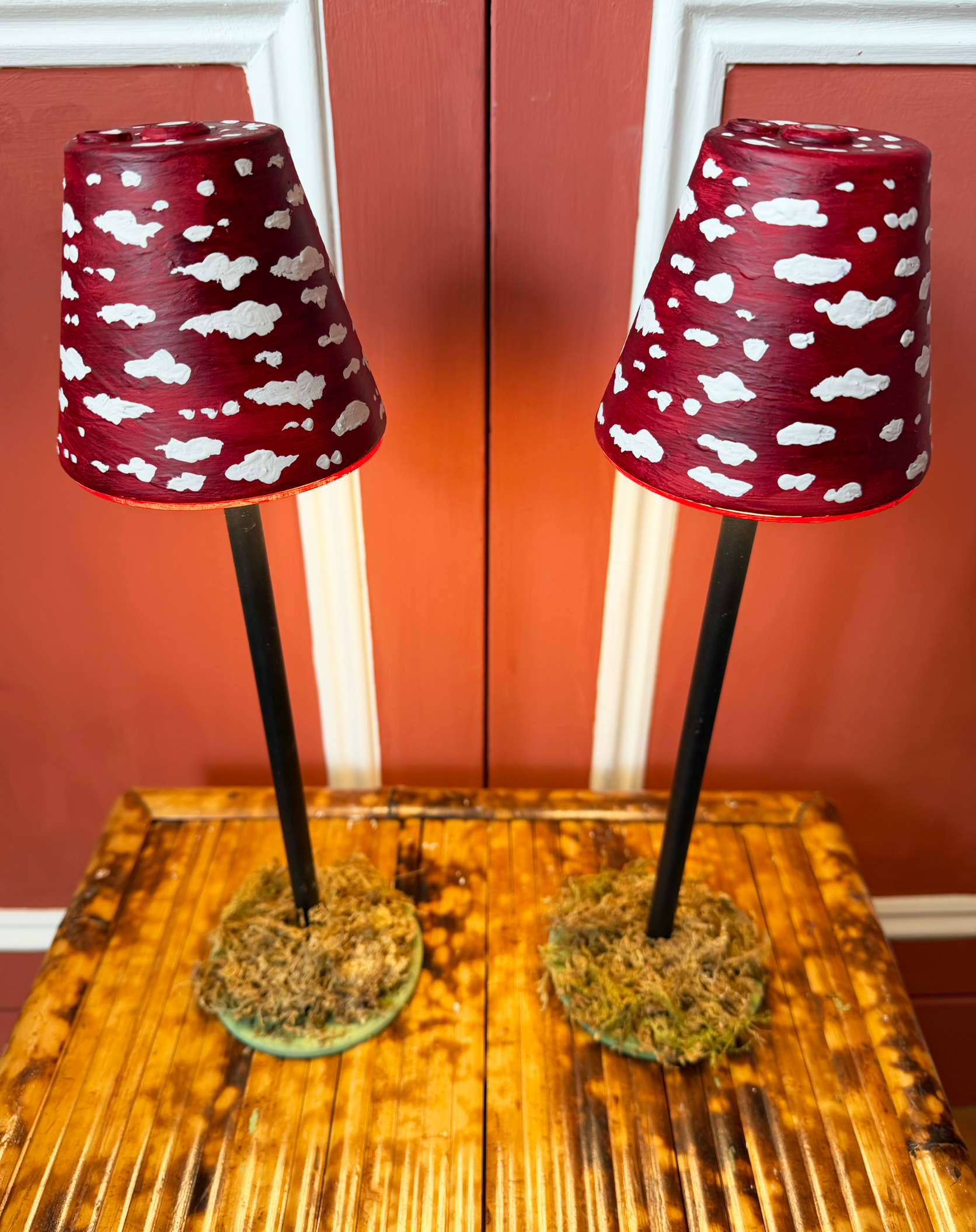 * Mushroom Table LED Lamp On a Moss Bed