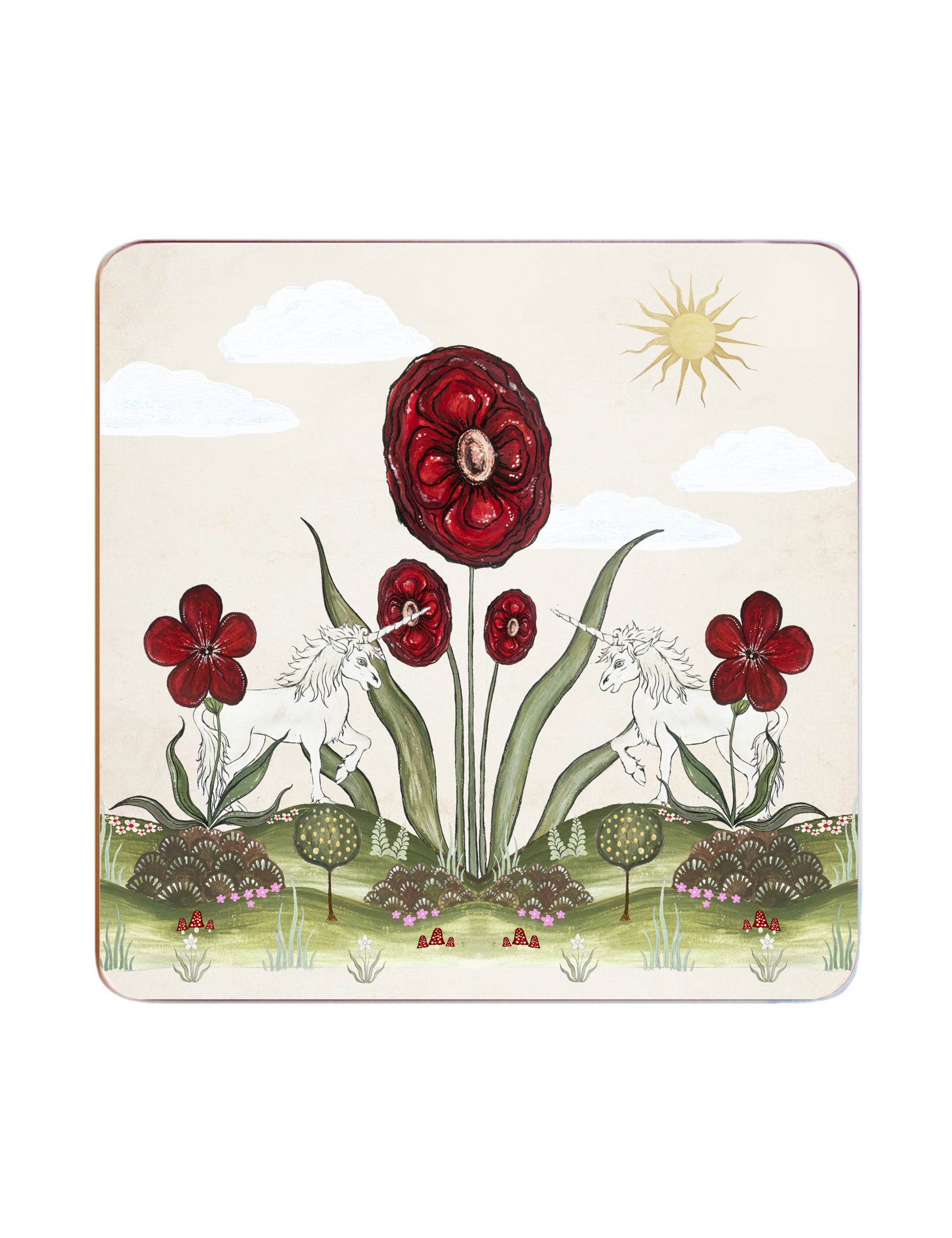 Medieval Unicorn Landscape Square Placemat