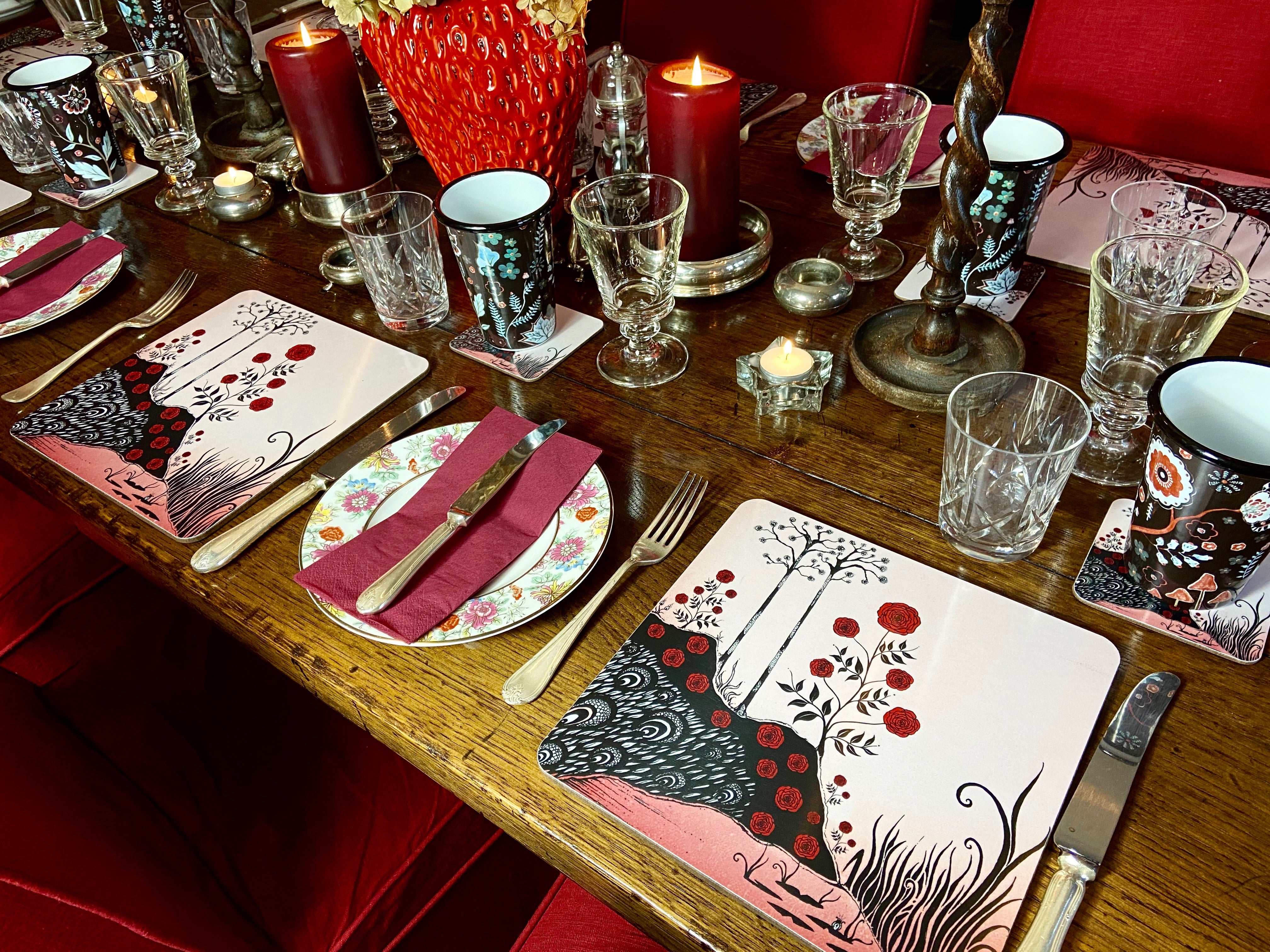 Set of 6 Rose Wood Placemats