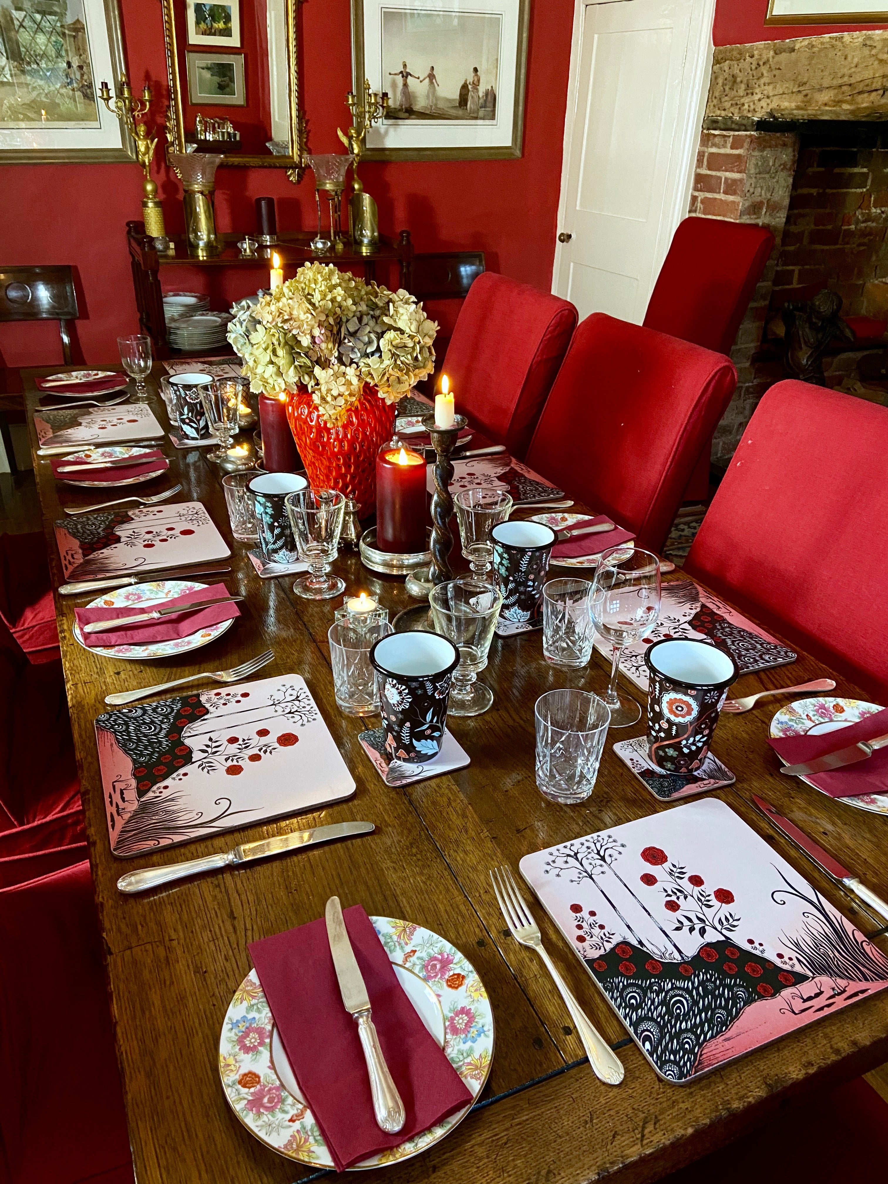 Set of 6 Rose Wood Placemats