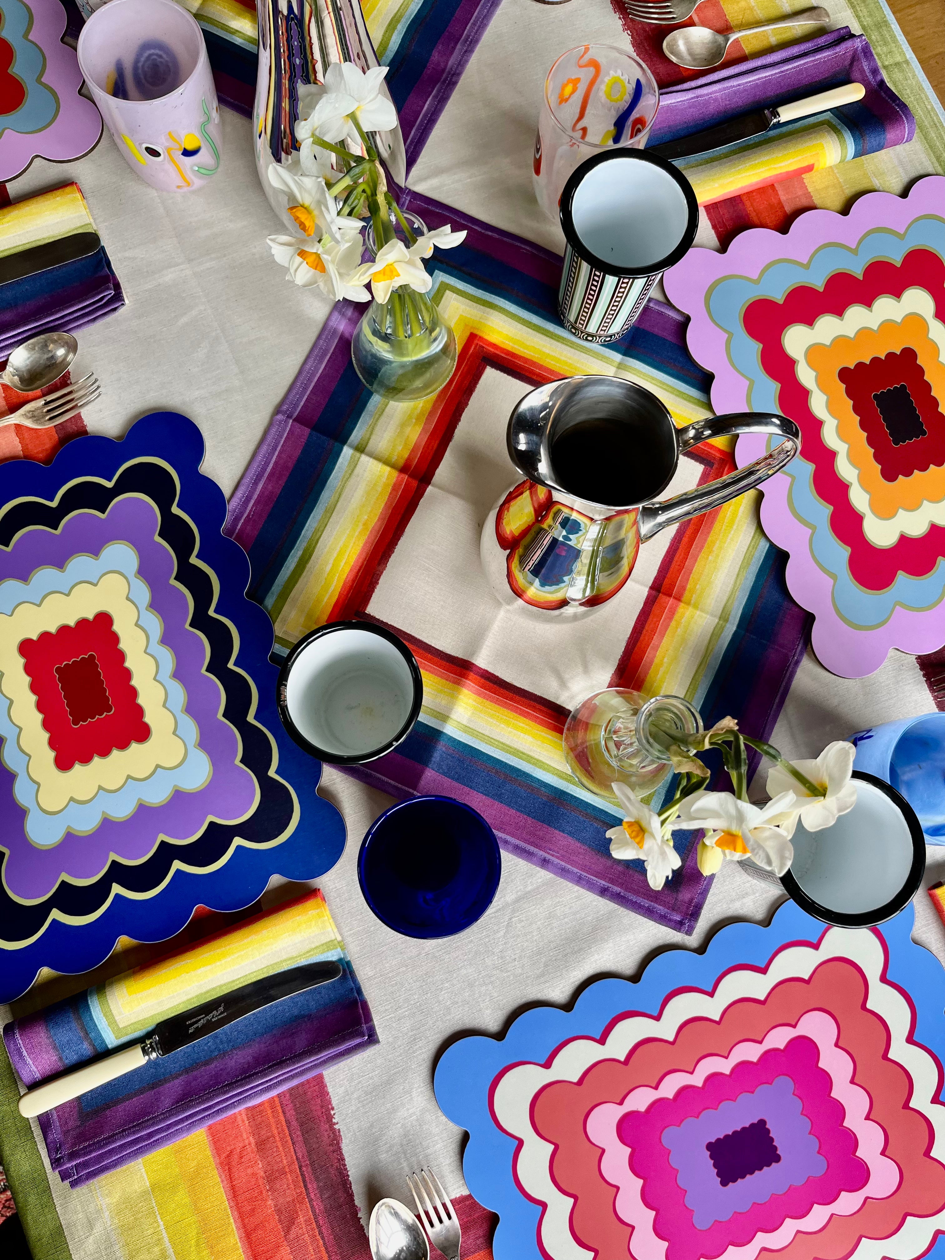 Pink Rainbow Scallop Edge Placemat