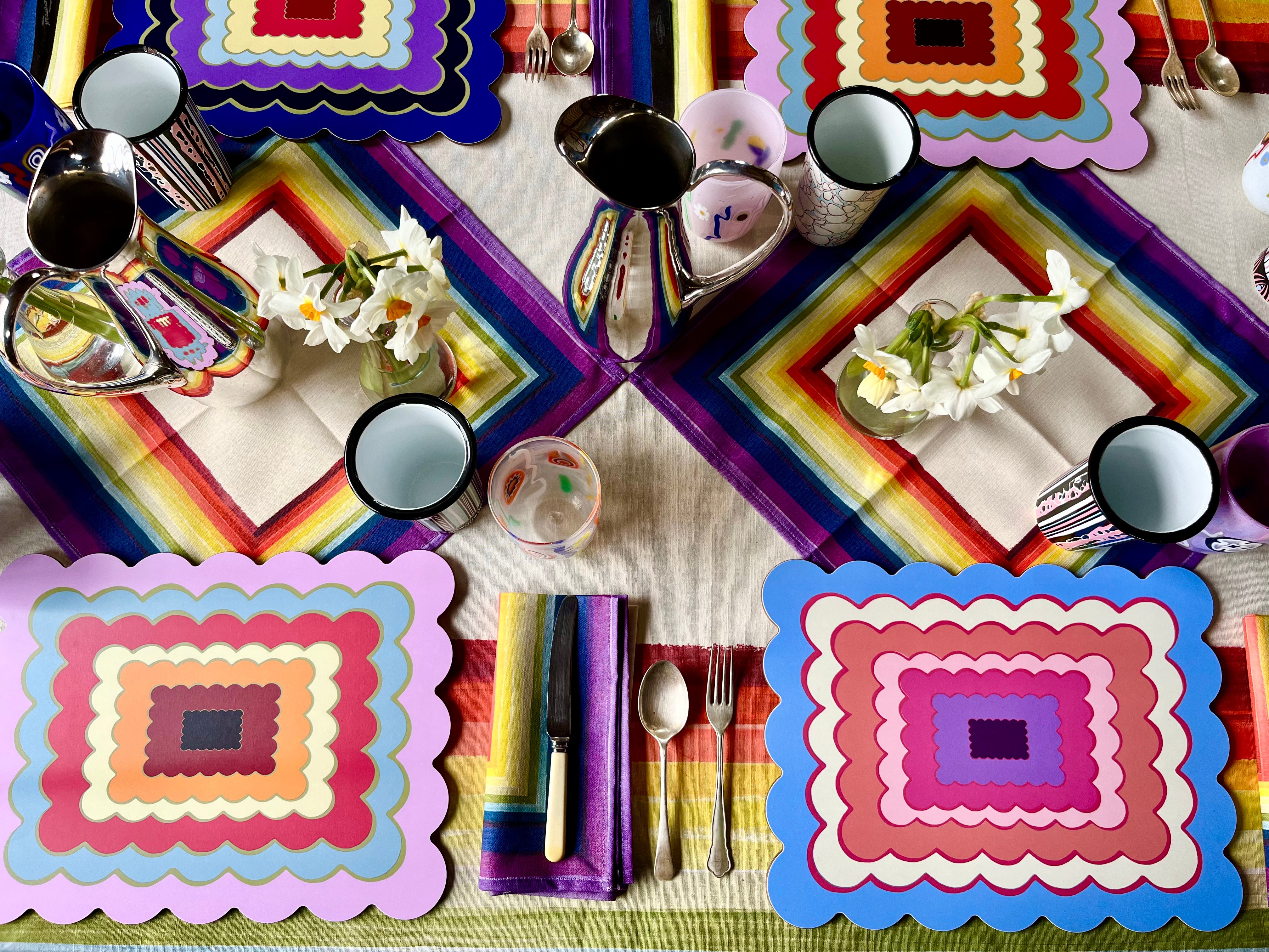 Purple Rainbow Scallop Edge Placemat