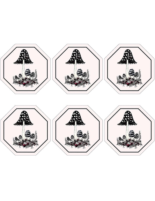 Set of 6 Shaggy Ink Cap Hexagon Placemats