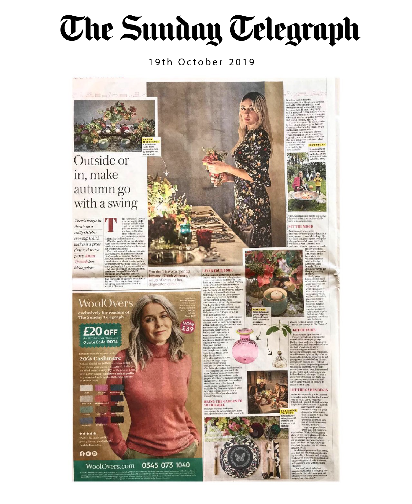 Autumn Dinner Party Sunday Telegraph Interview