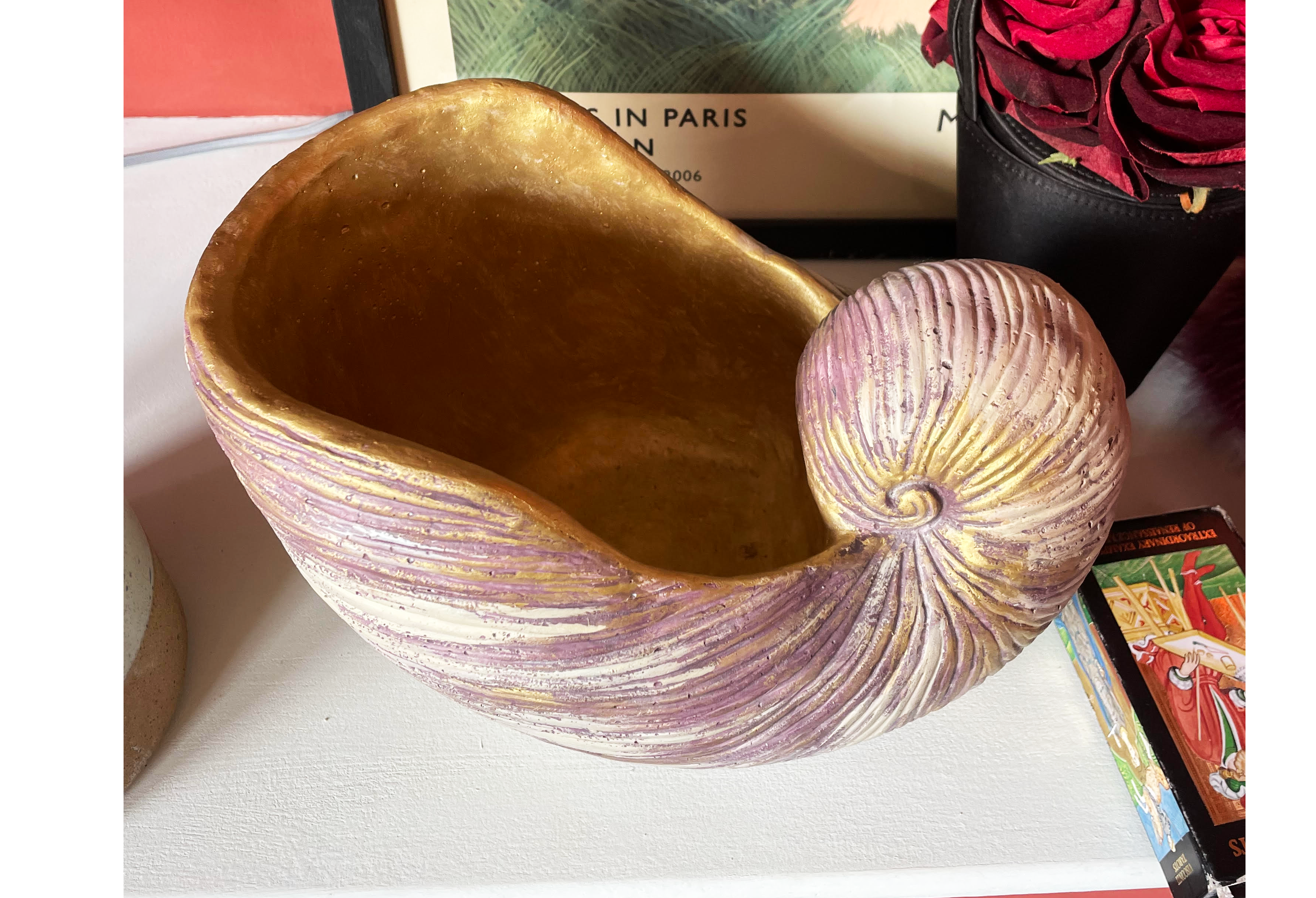 * Hand Painted Shell Planter