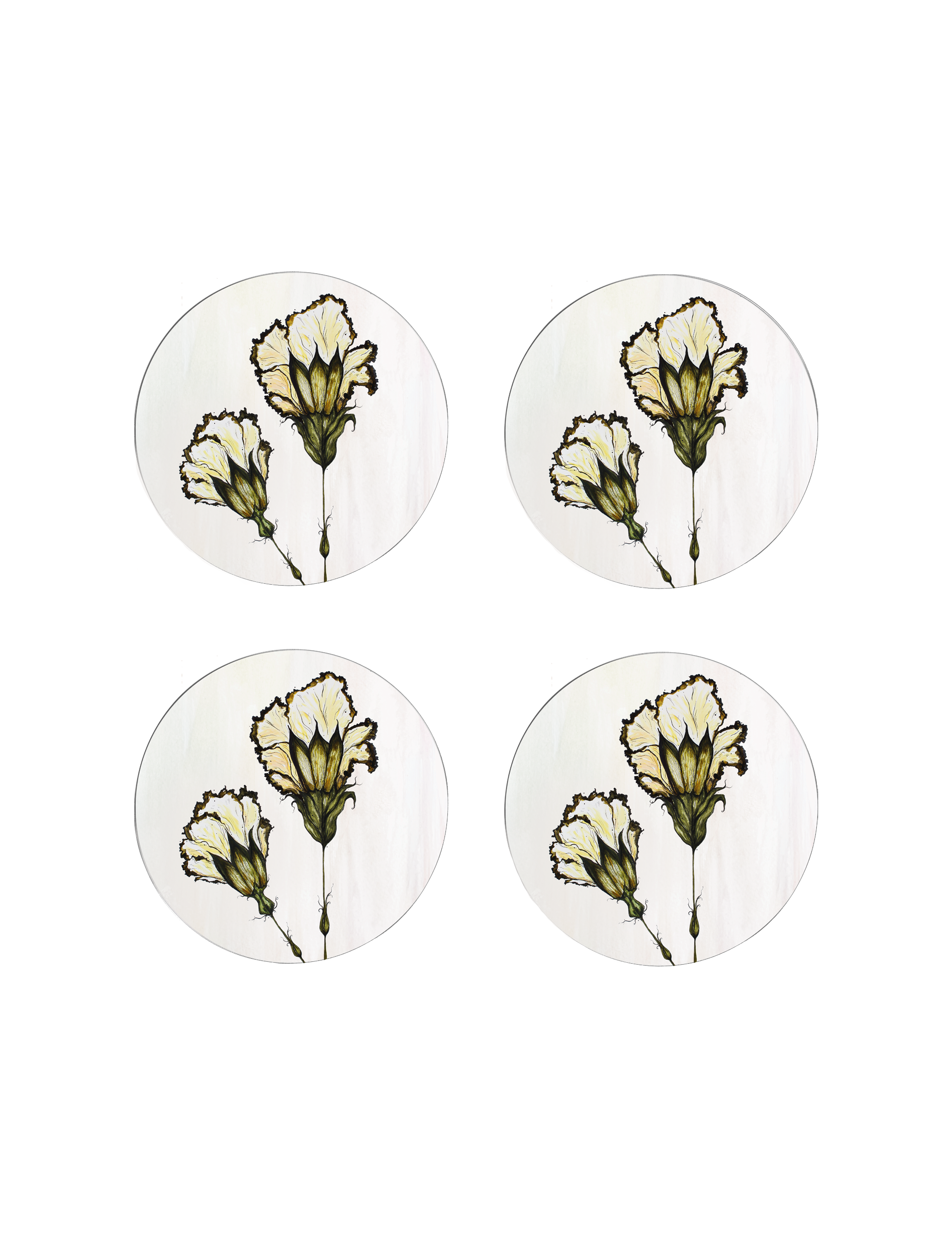 Dried Carnation Flowers Set of 4 Placemats