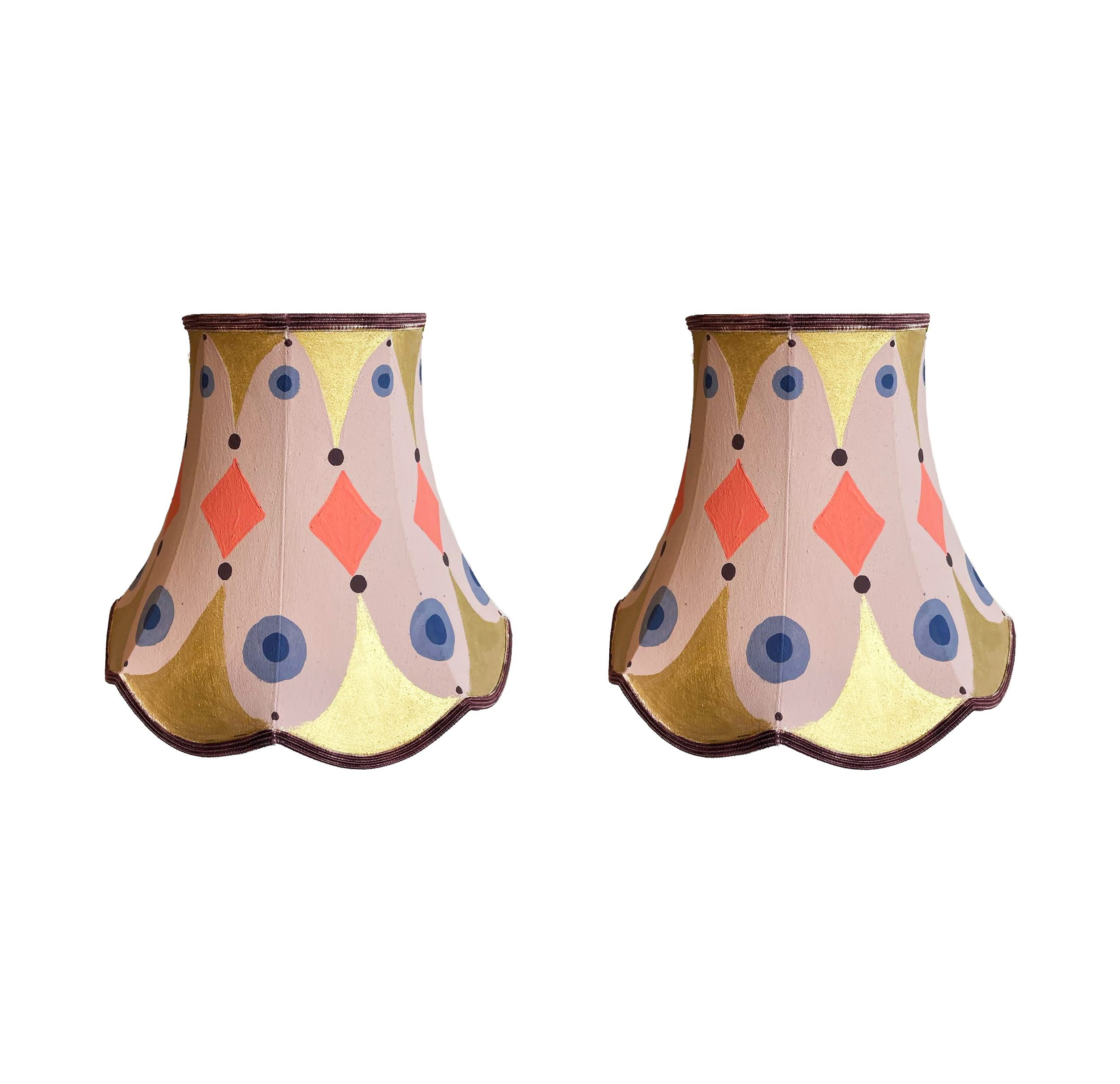 * Set of 2 Carnival Hand Painted Lampshade