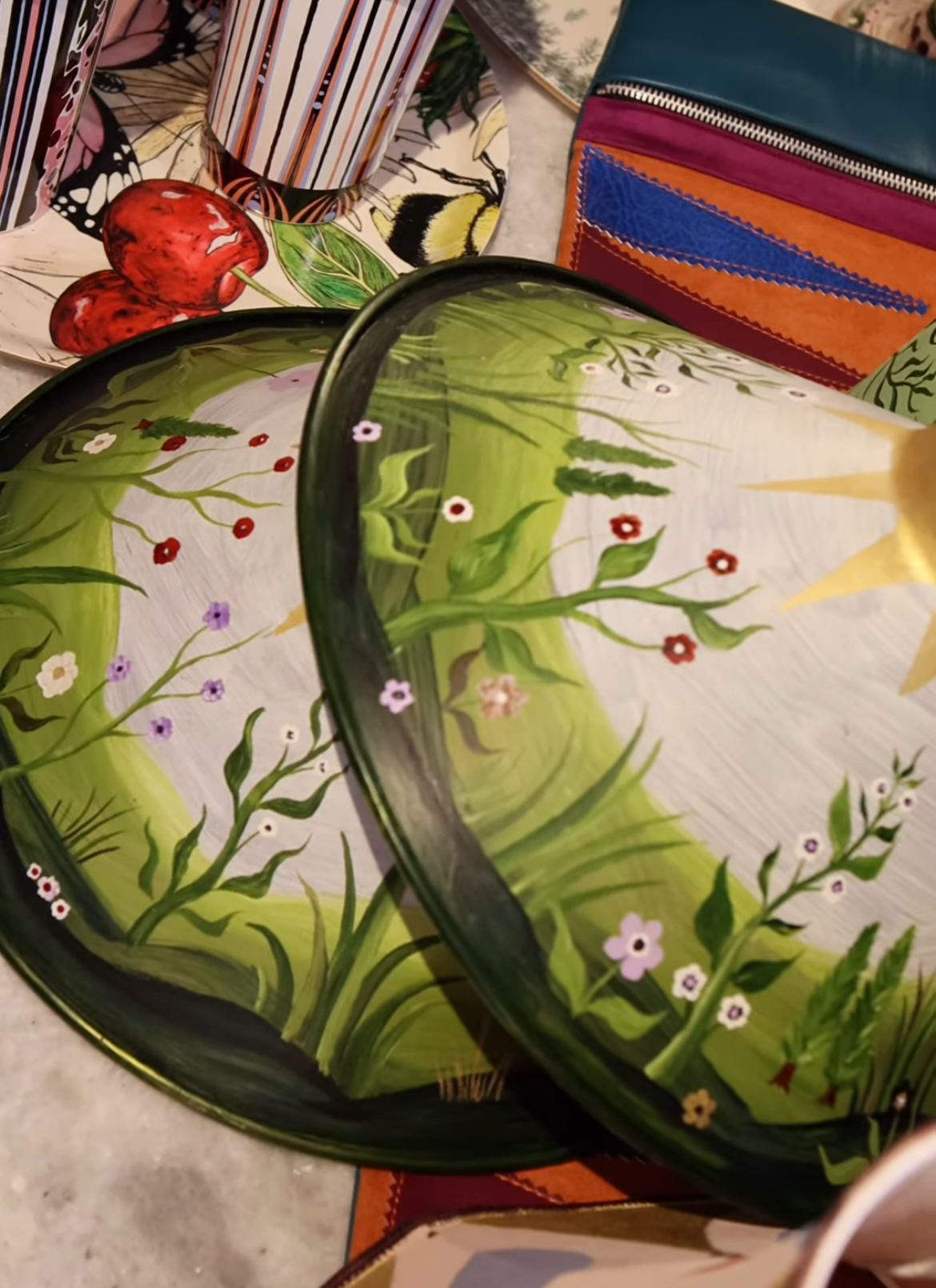 Made to Order Set of 2 Hand Painted Metal Light Pendents