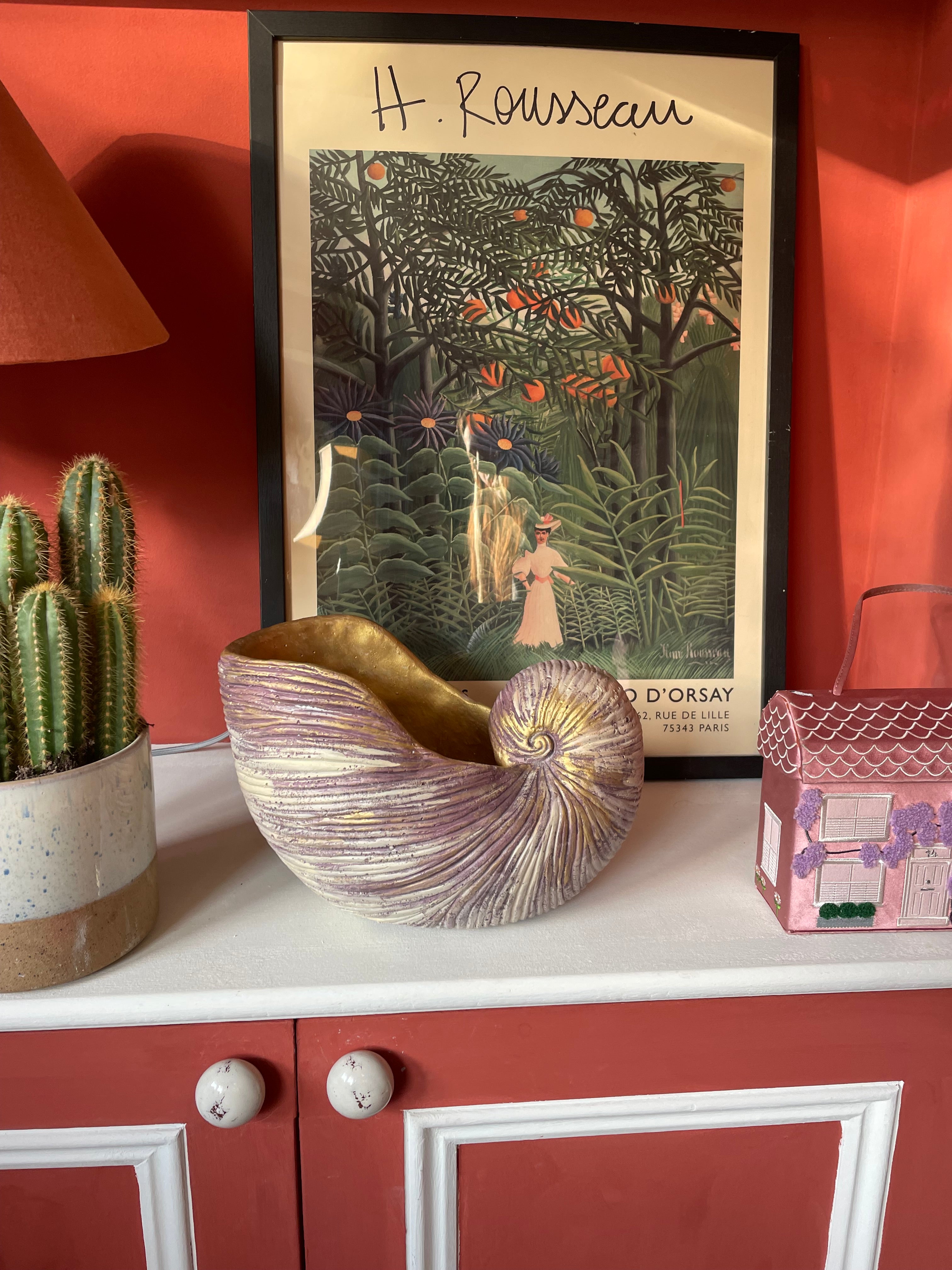 * Hand Painted Shell Planter