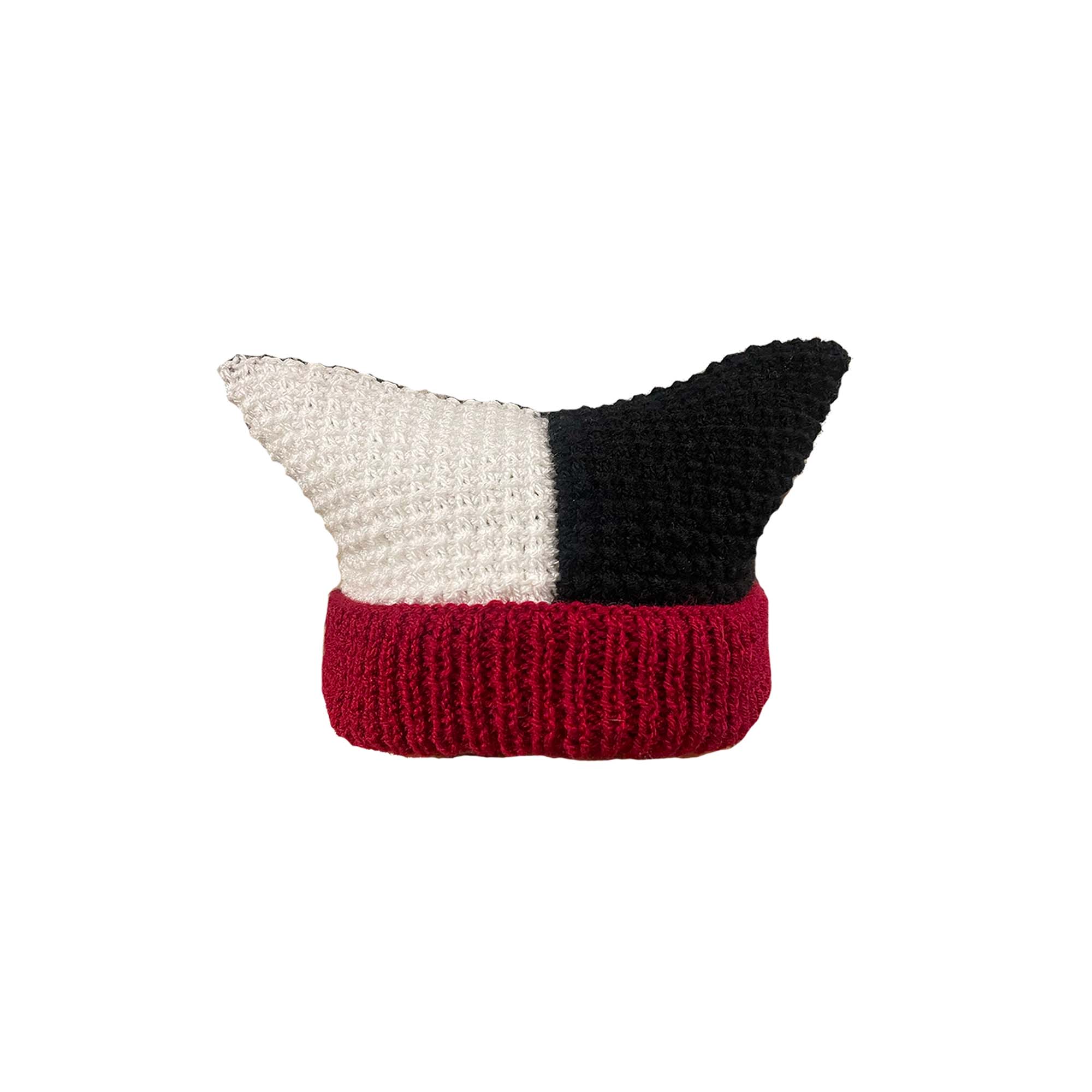 Knitted Jester Hat, Red, White & Black