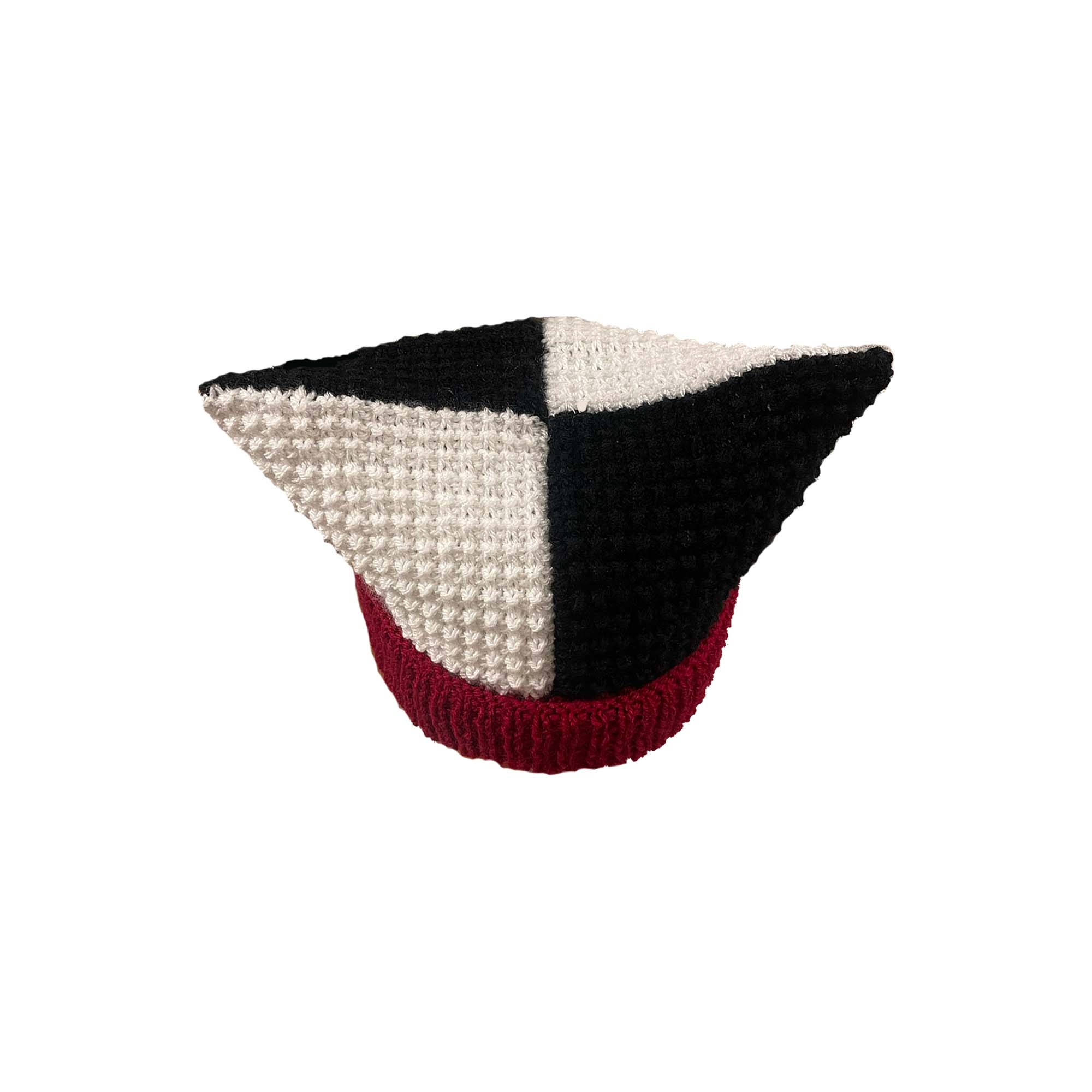 Knitted Jester Hat, Red, White & Black