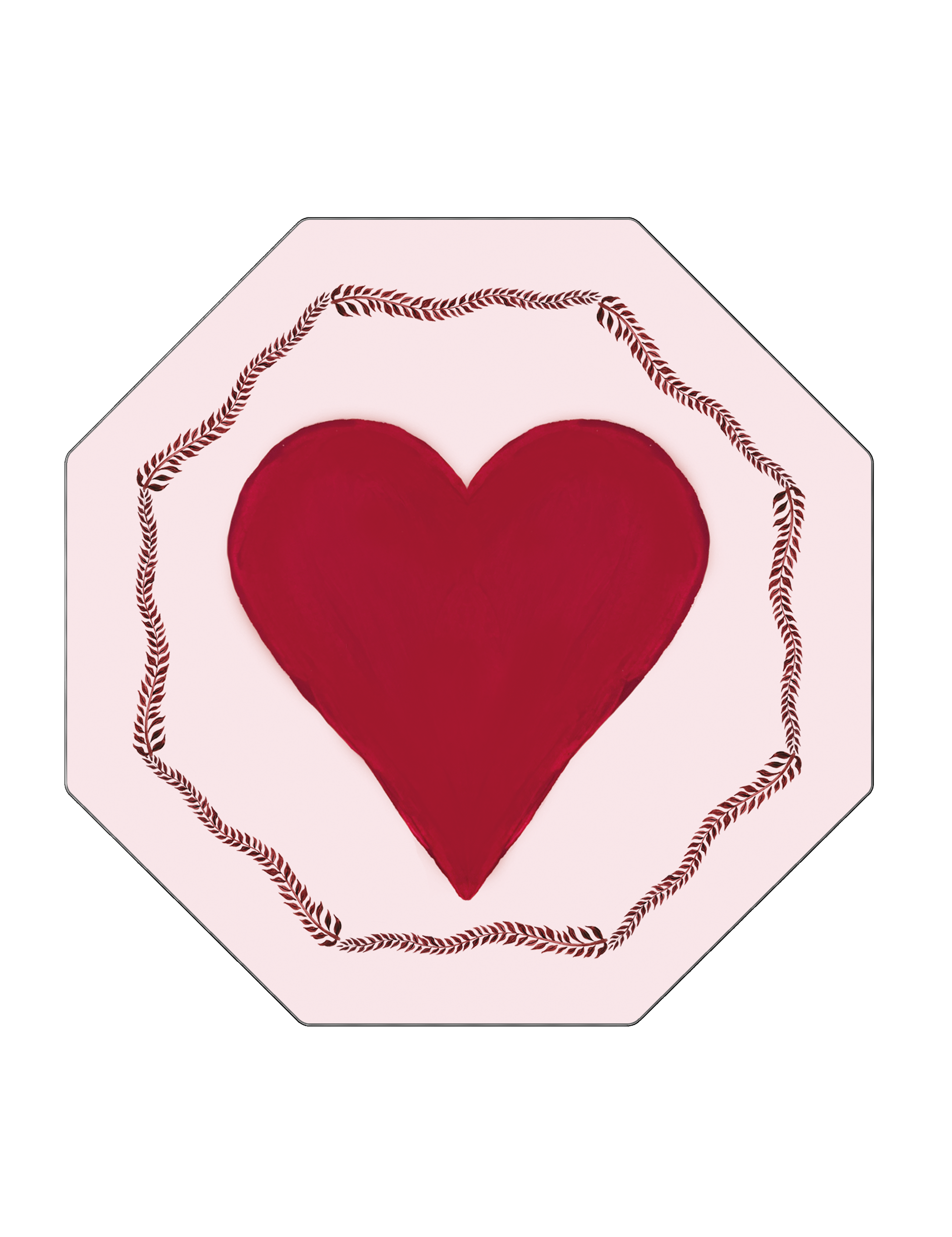 Red Love Heart Hexagon Placemat