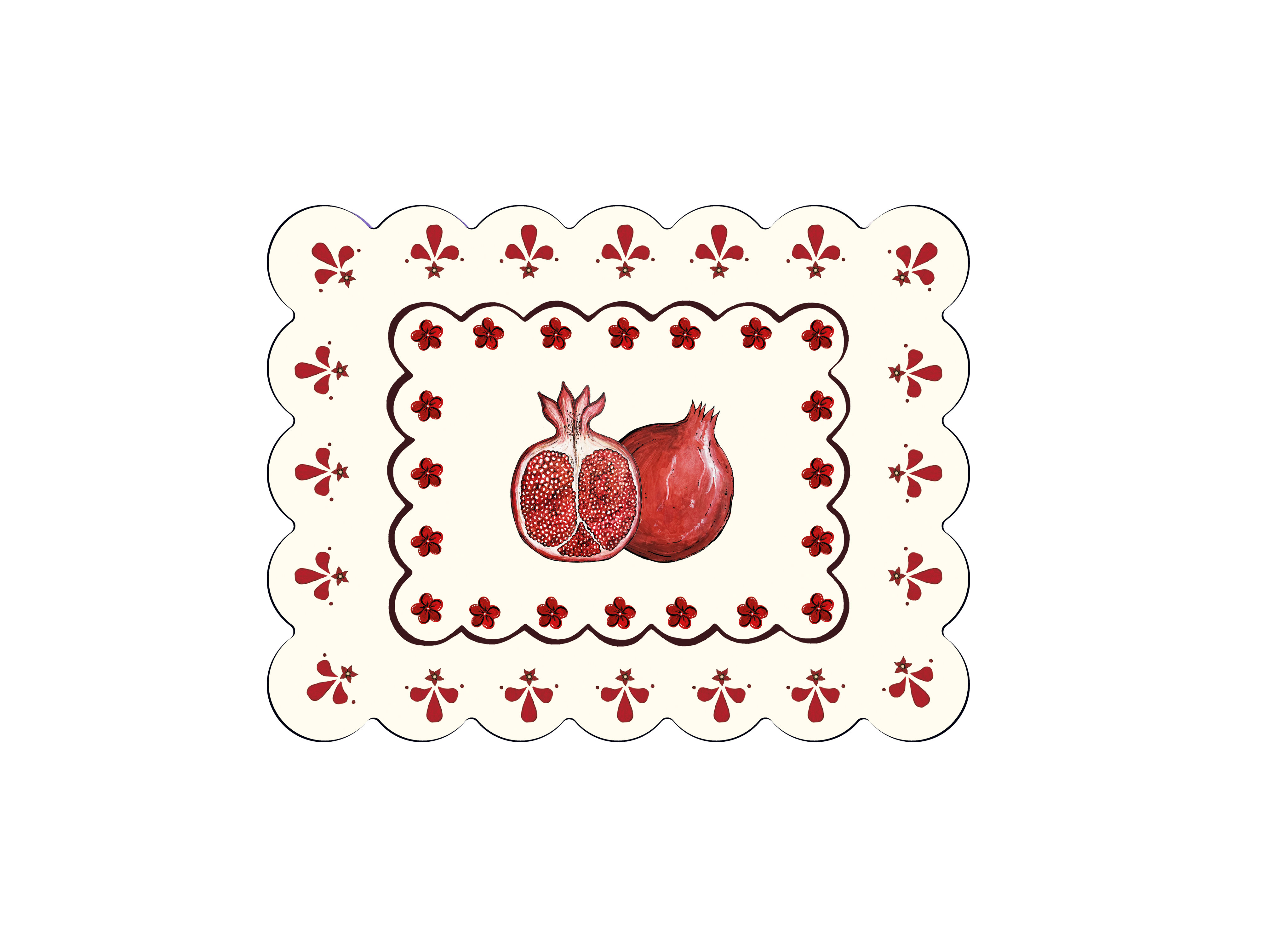 *Pomegranate Scalloped Placemat For Penny Morrison