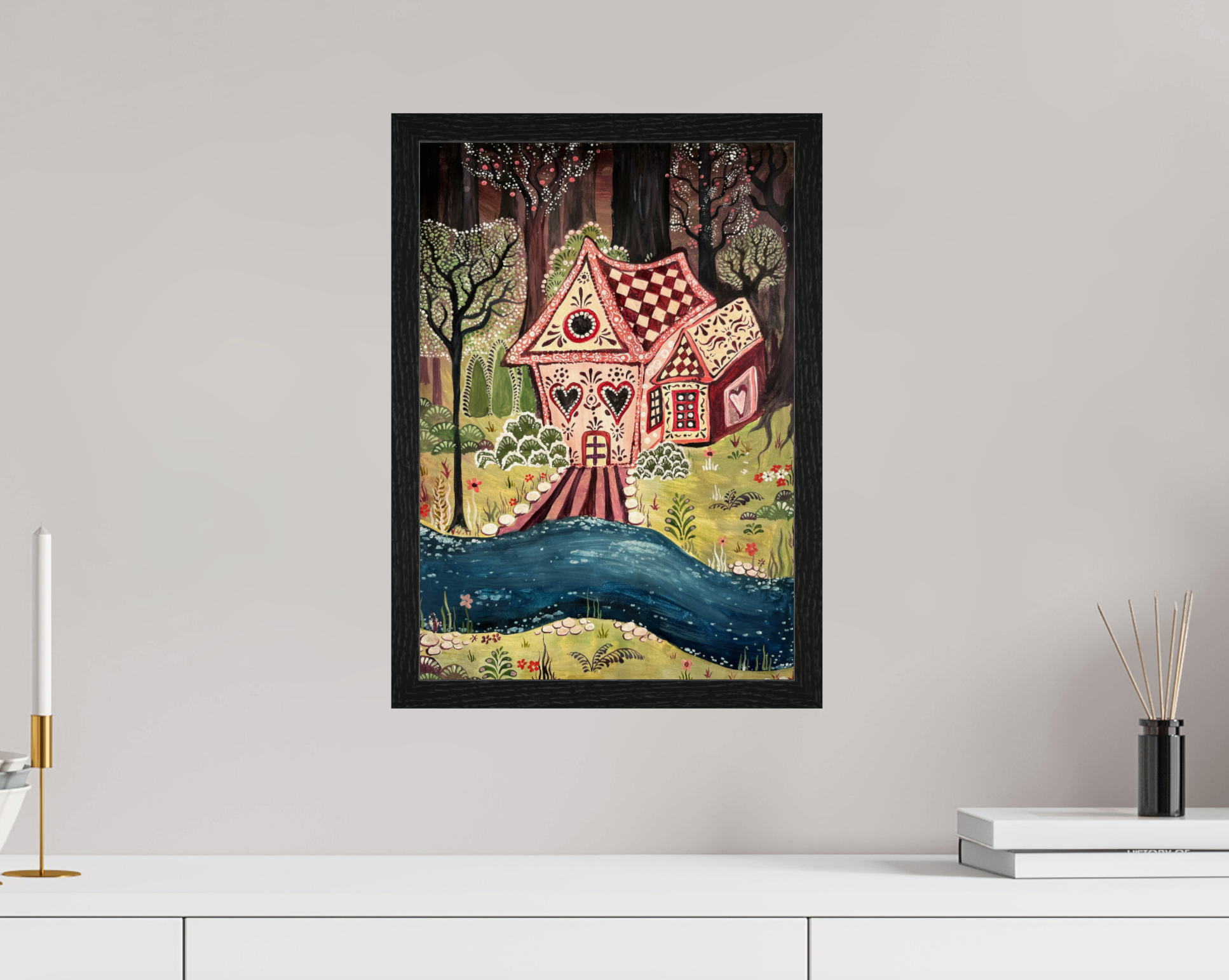 Gingerbread House Folk Print