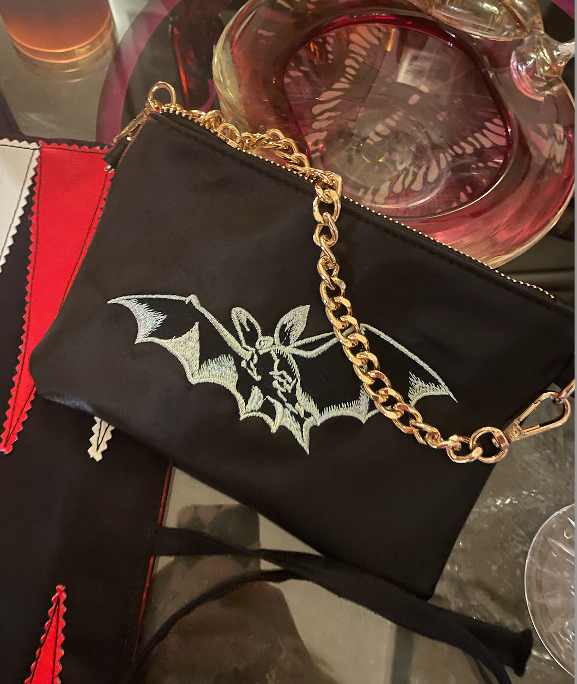 Embroidered Bog Witch Bat Bag