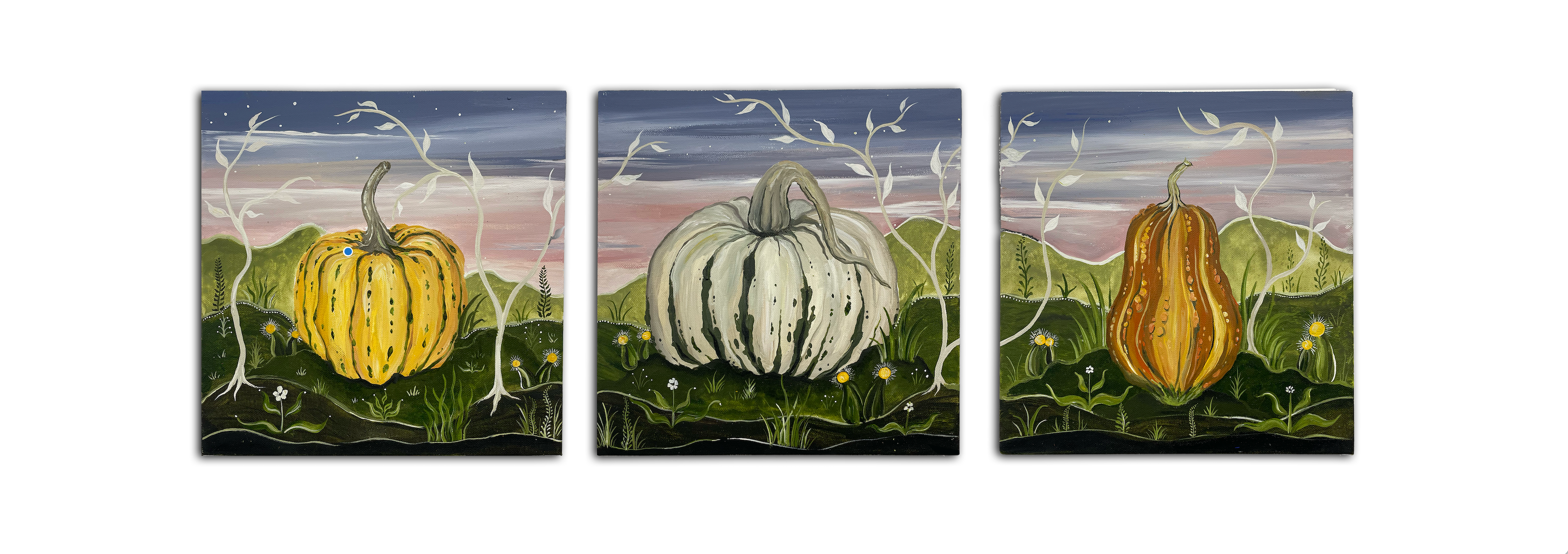 Autumnal Gourds Triptych