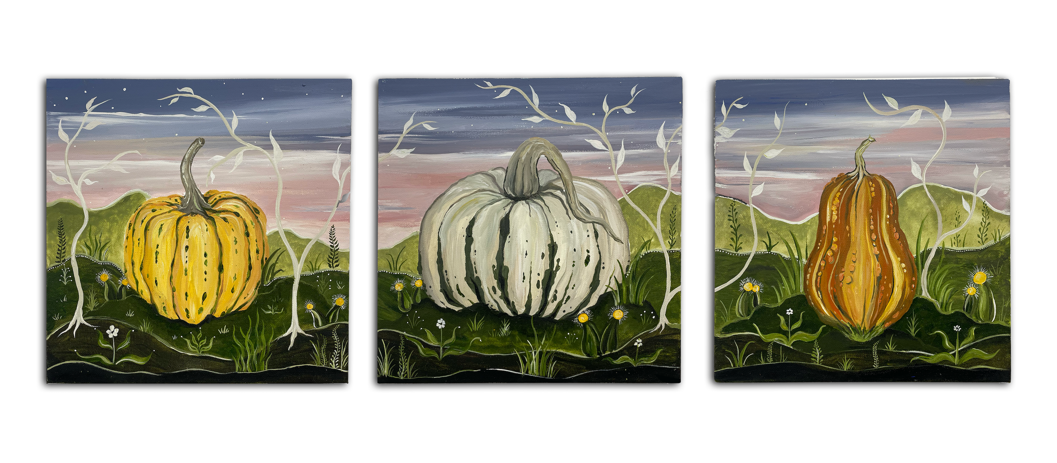 Autumnal Gourds Triptych