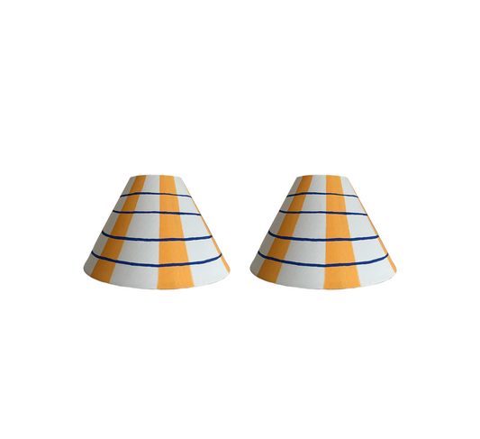 * 2 Checkered Hand Painted Lampshades