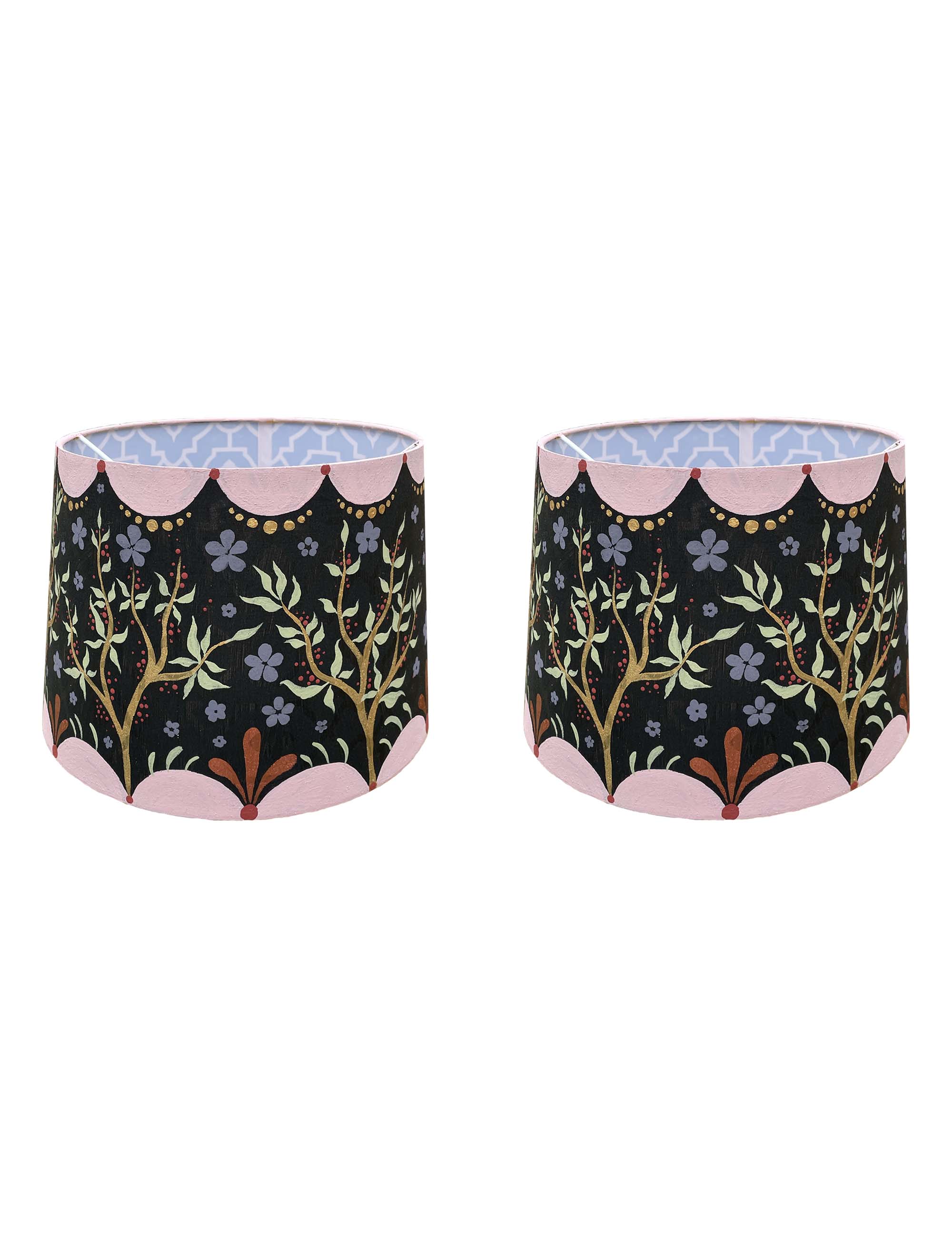 Set of 2 Hand Painted Floral Lampshade