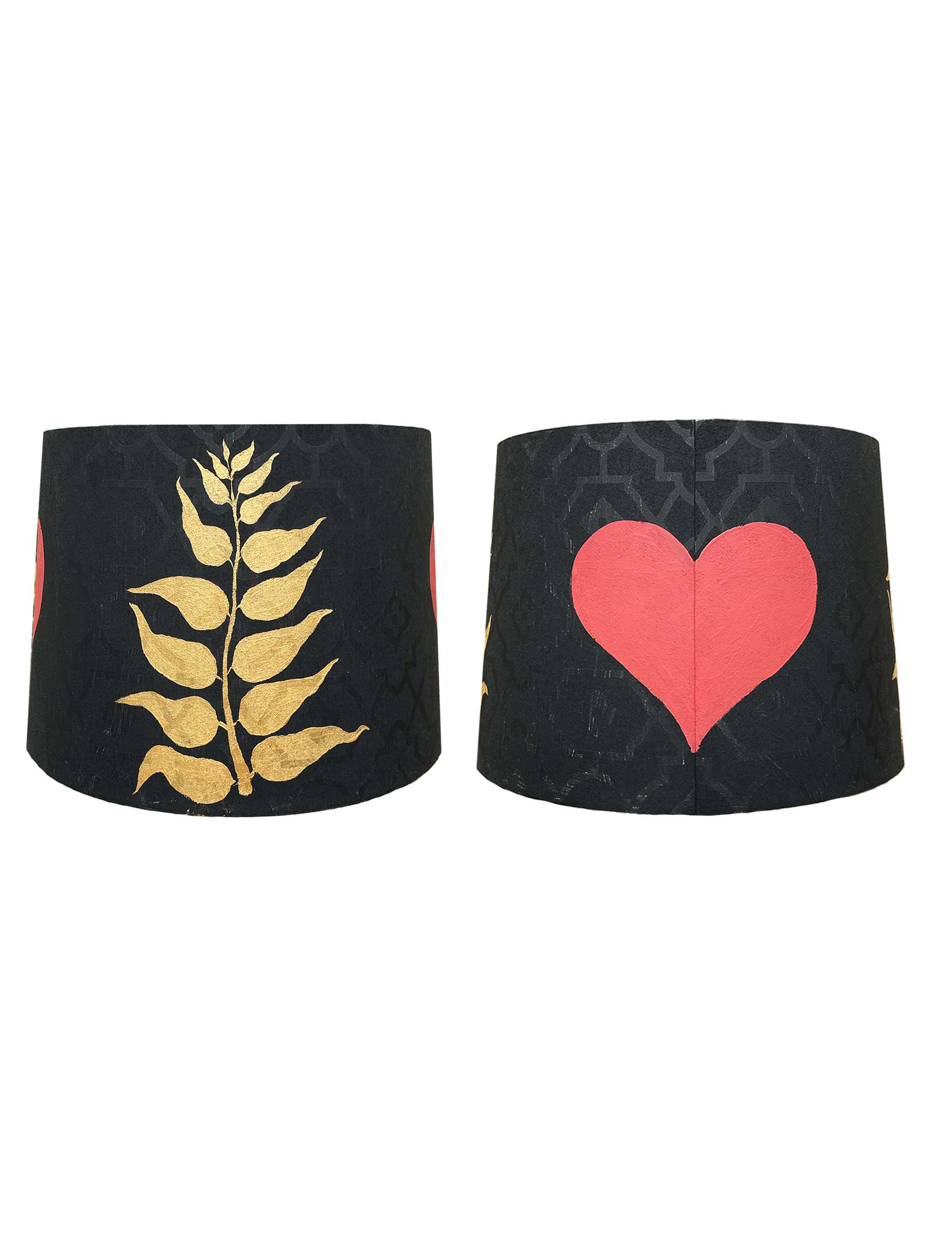 Set of 2 Golden Vine and Love Heart Hand Painted Lampshade