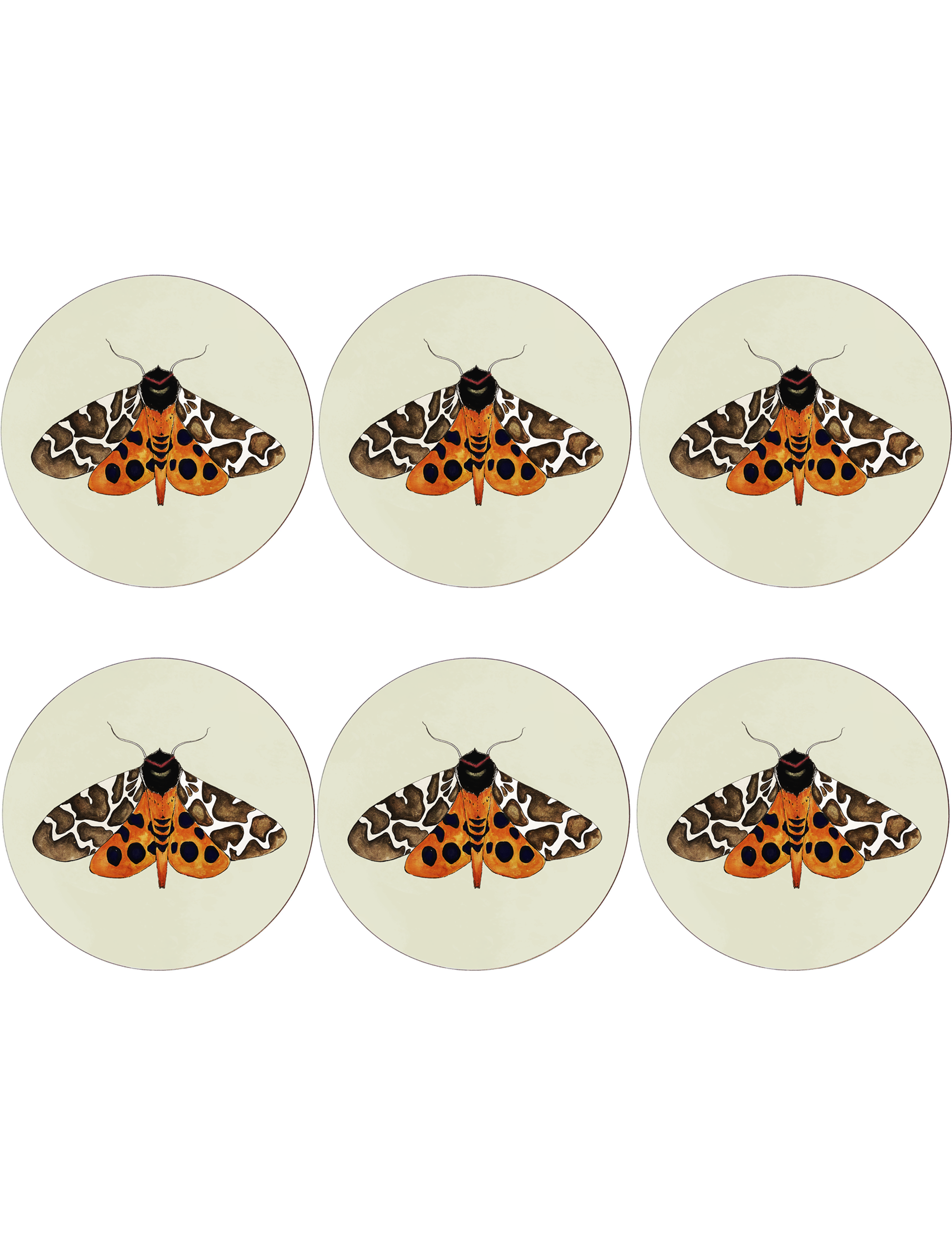 Set of 6 Tiger Moth Placemats