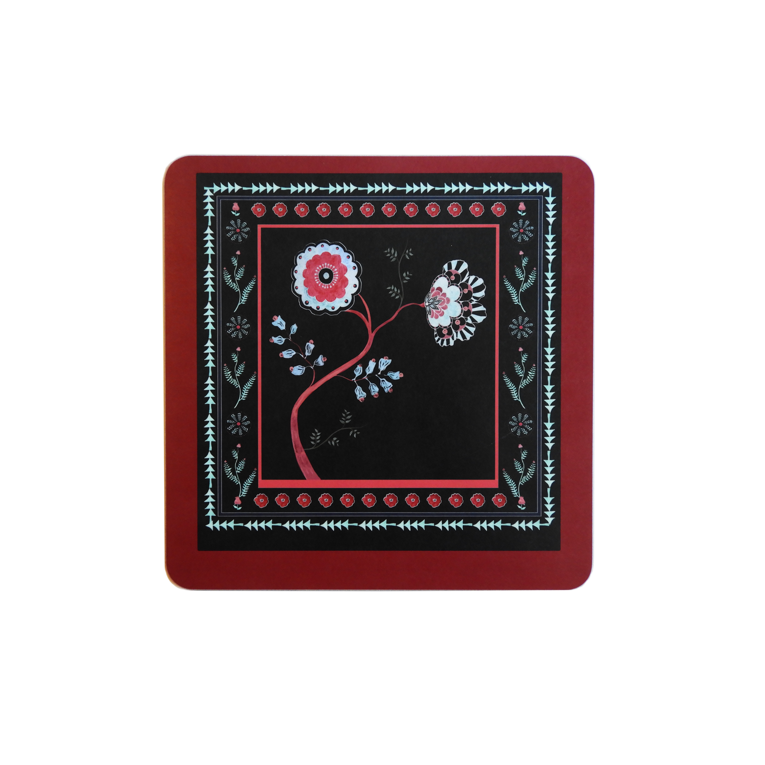 Midnight Blossom Square Coaster