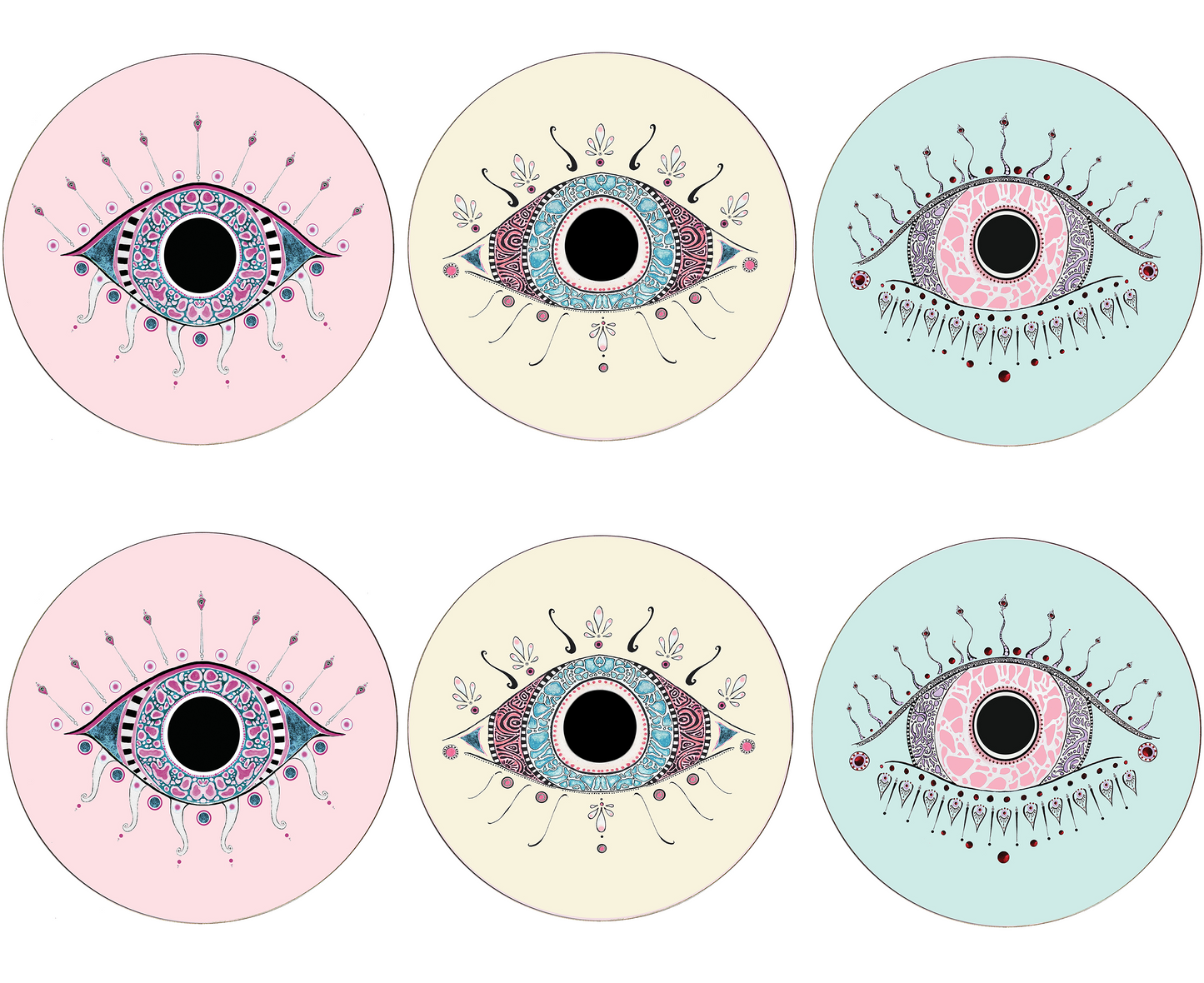 *Set of 6 Evil Eye Placemats