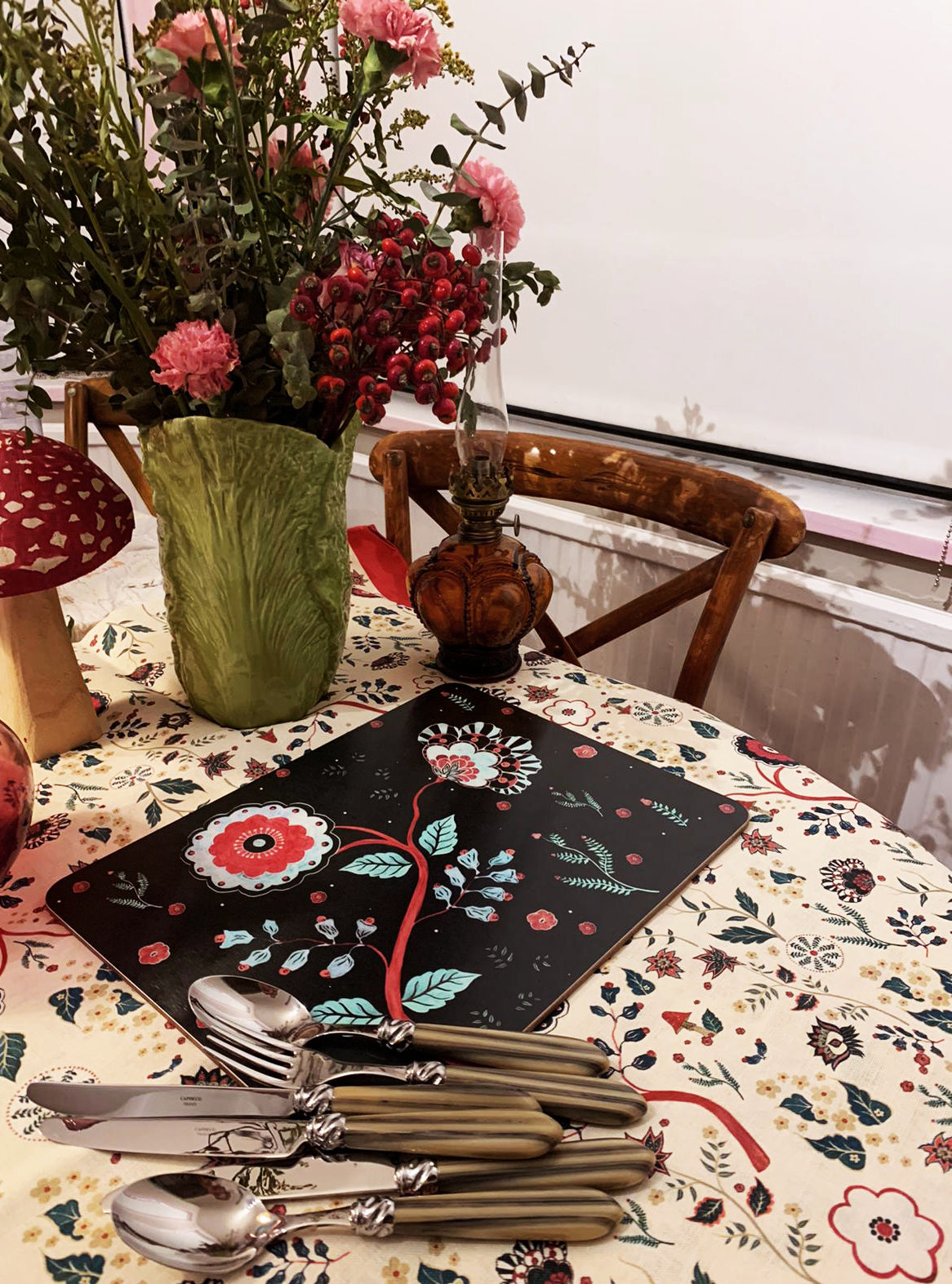 Midnight Blossom Table Platter