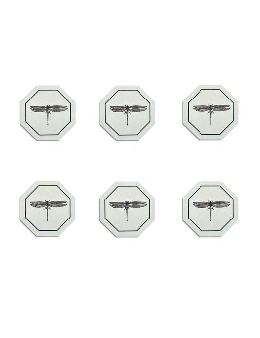 Set of 6 Dragon Fly Hexagon Coasters