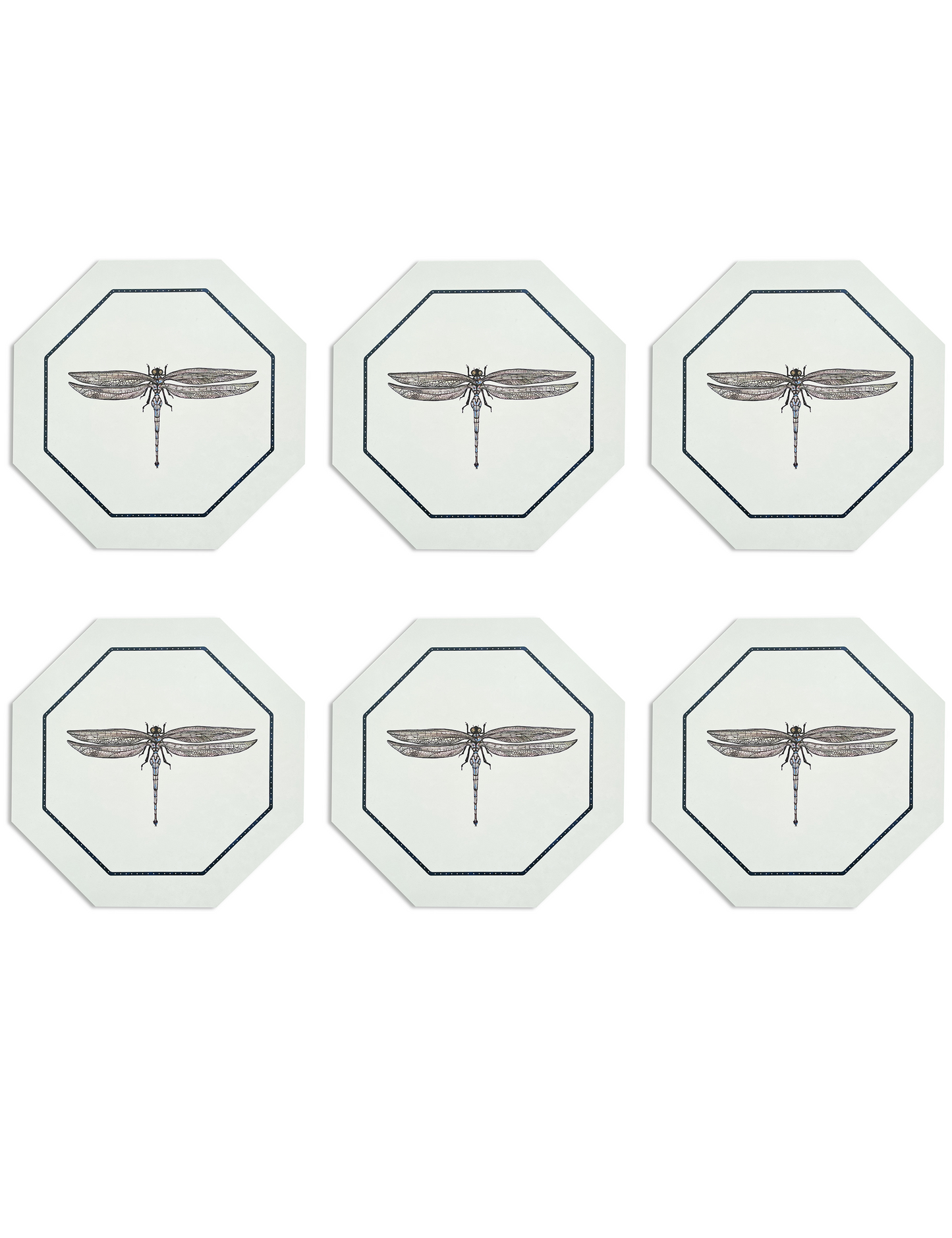 Set of 6 Hexagon Dragon Fly Placemats