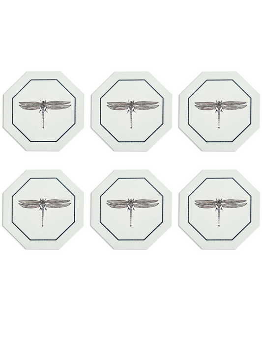 Set of 6 Hexagon Dragon Fly Placemats