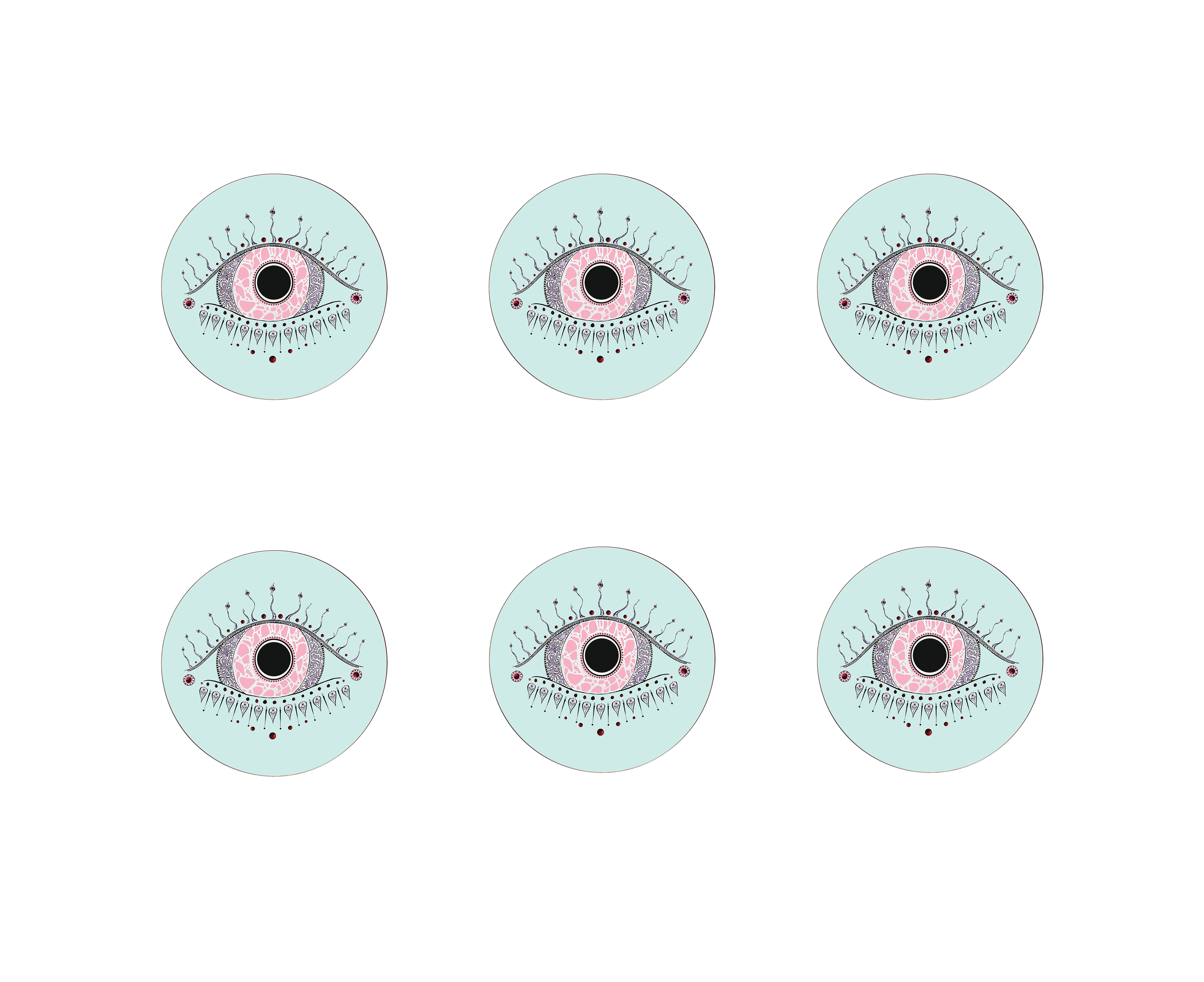 Rosie Evil Eye Coasters Set of 6