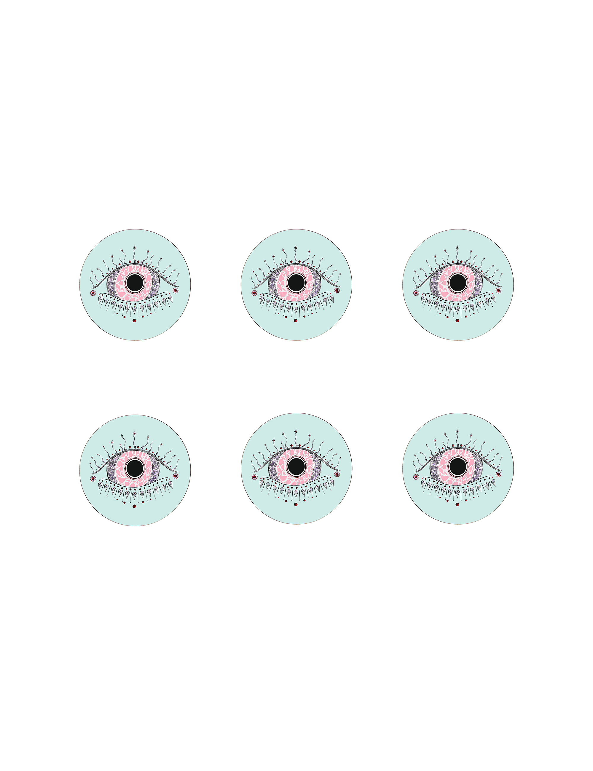 Rosie Evil Eye Coasters Set of 6