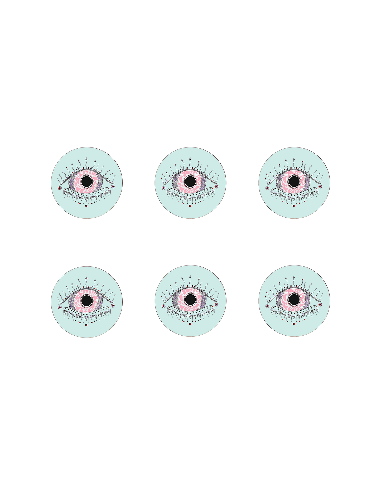 Rosie Evil Eye Coasters Set of 6
