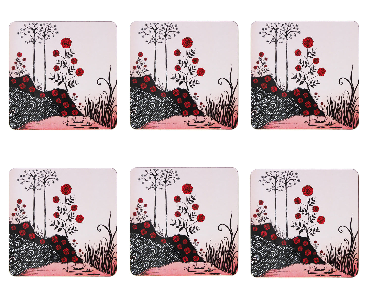 Set of 6 Rose Wood Placemats