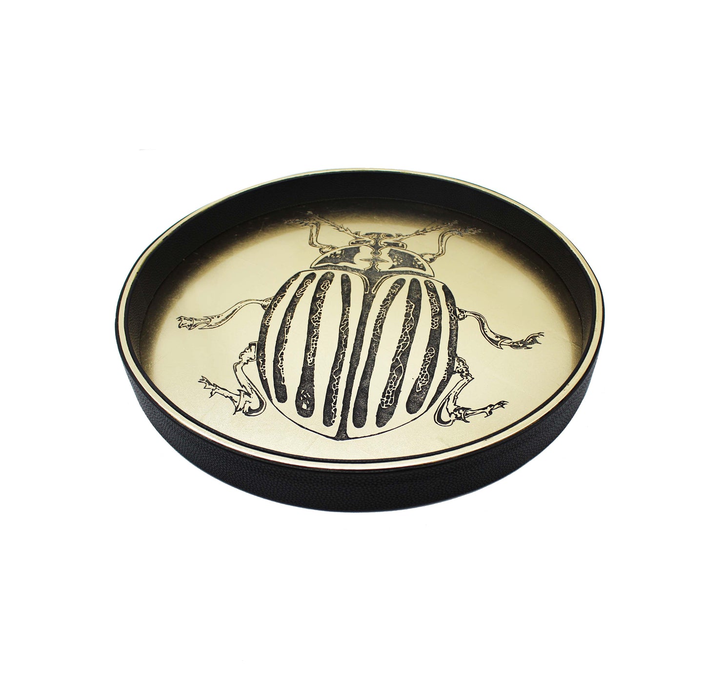 Gold Faux Leather Scarab Beetle Tray