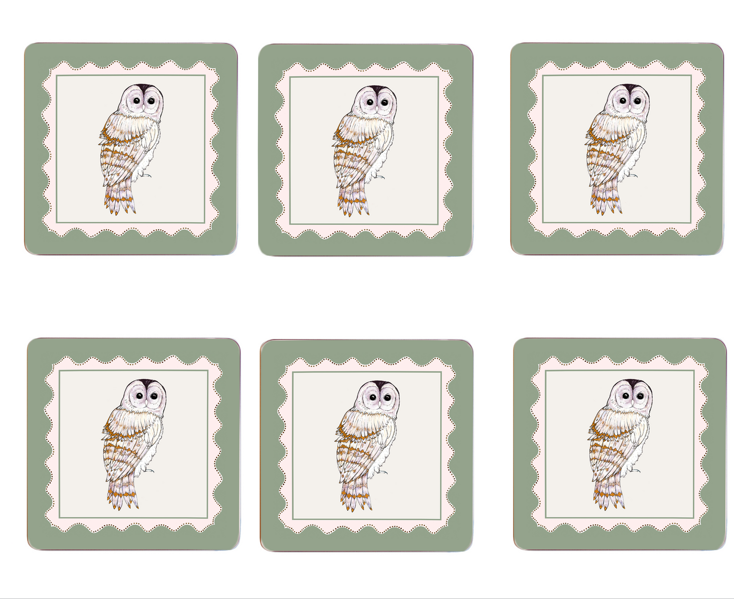 Barn Owl Set of 6 Placemats
